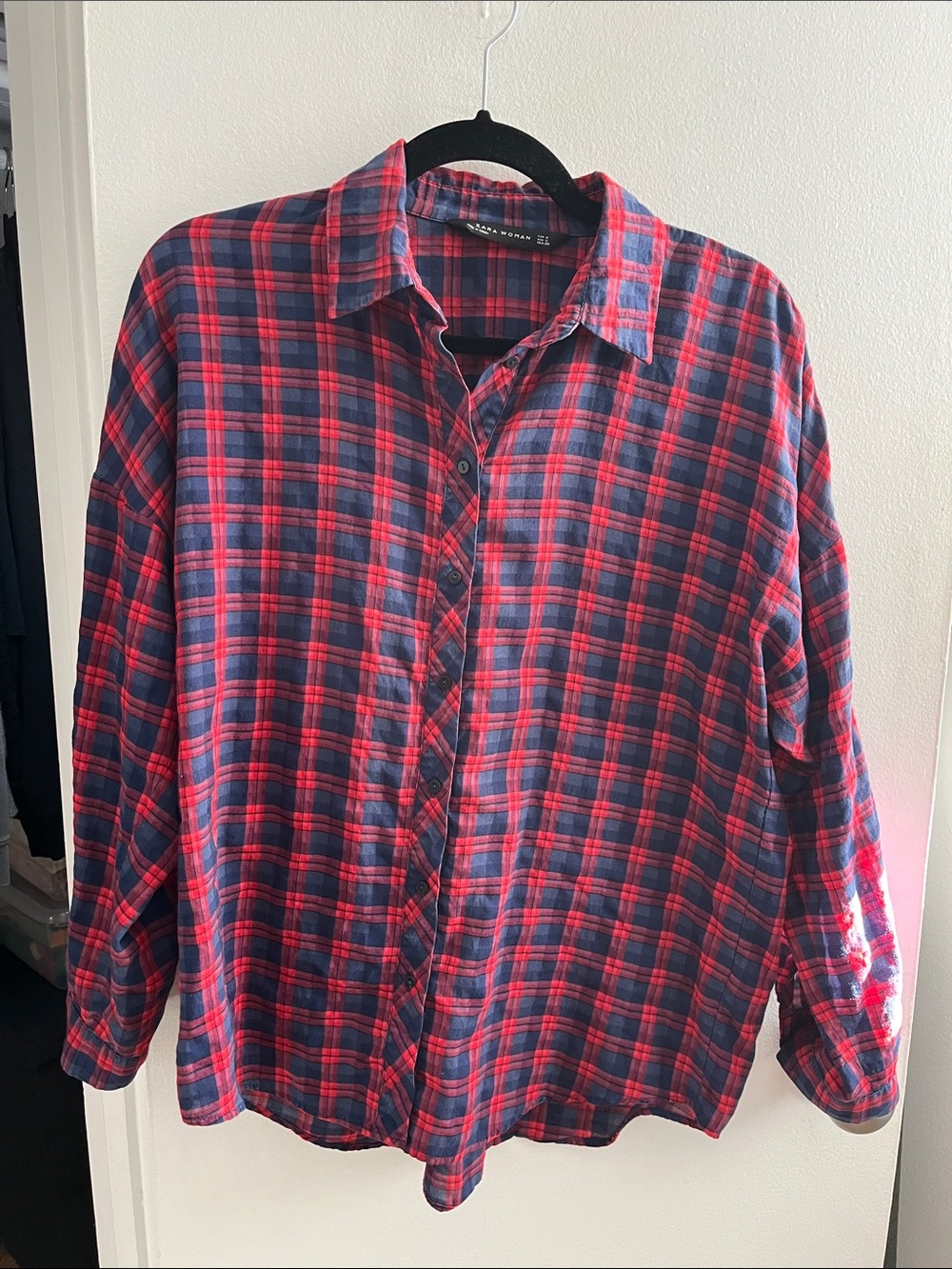 Zara plaid button up blouse